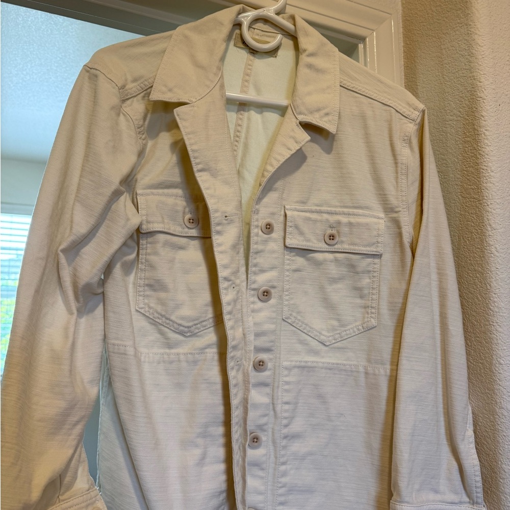 Madewell Cream Utility Jacket with Collared Neckline